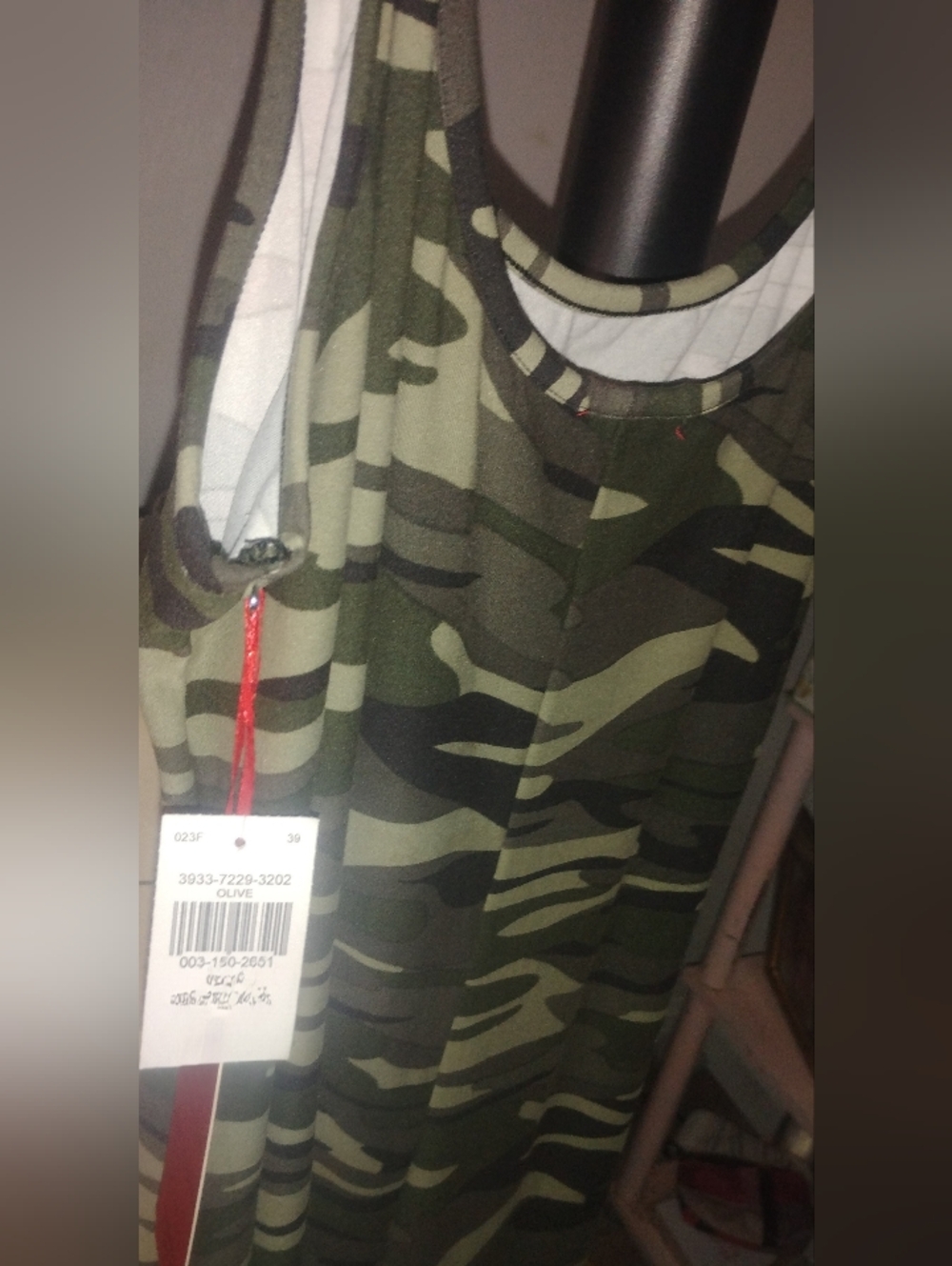 Camouflage Scoop-Neck Jumpsuit in Olive Green